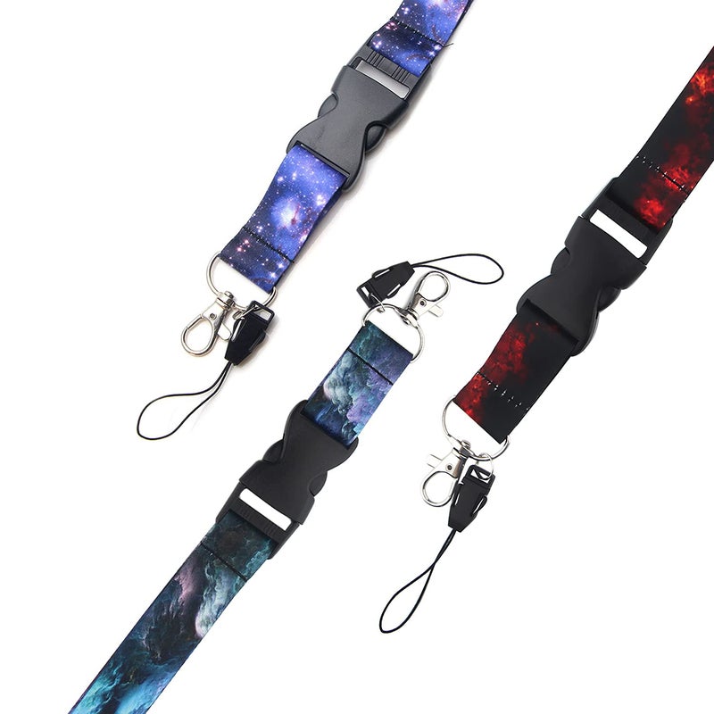 DMLSKY 3 Pcs Lanyards for Keys Neck Strap Keychain for Women Men Kids Lanyard for ID Badges Teen Girls Galaxy ID Lanyard  Blue Purple Red - Image 5